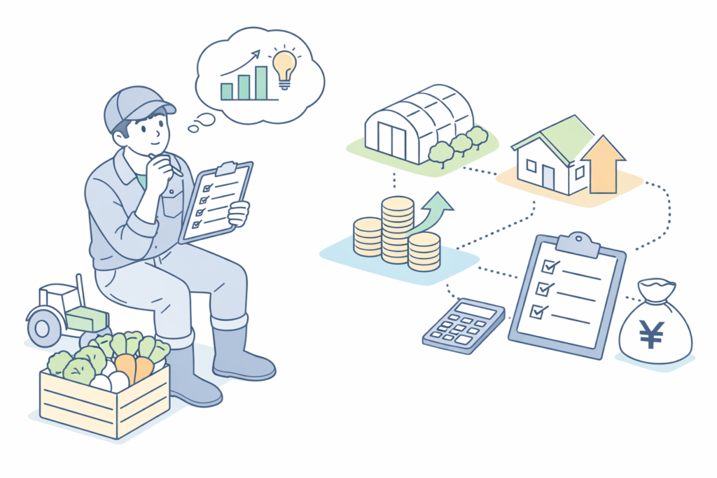 経営診断チェックリストに取り組む農業者